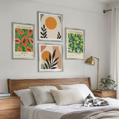 Composição de quadros Padrões de frutas de mamão boho