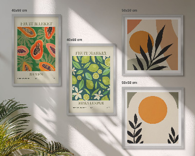 Composição de quadros Padrões de frutas de mamão boho
