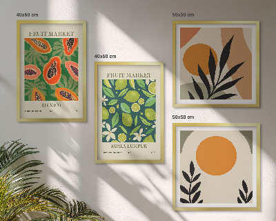 Composição de quadros Padrões de frutas de mamão boho