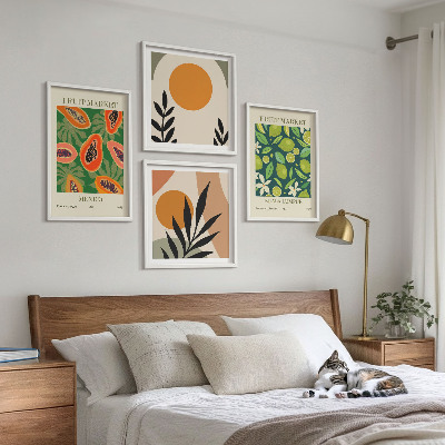 Composição de quadros Padrões de frutas de mamão boho
