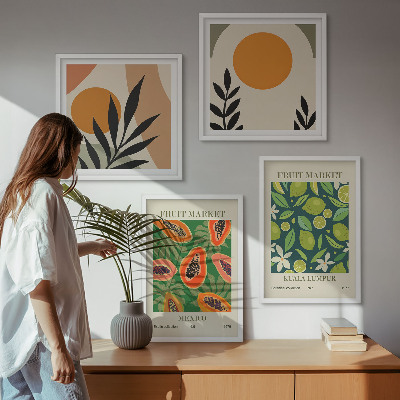 Composição de quadros Padrões de frutas de mamão boho