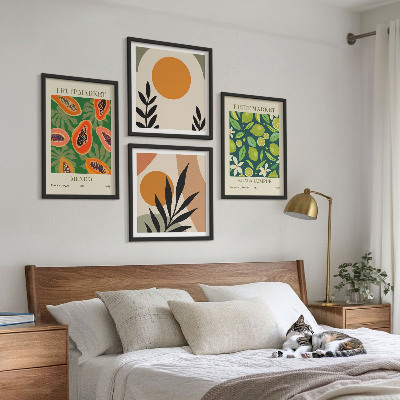 Composição de quadros Padrões de frutas de mamão boho