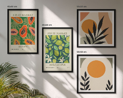 Composição de quadros Padrões de frutas de mamão boho