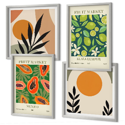 Composição de quadros Padrões de frutas de mamão boho