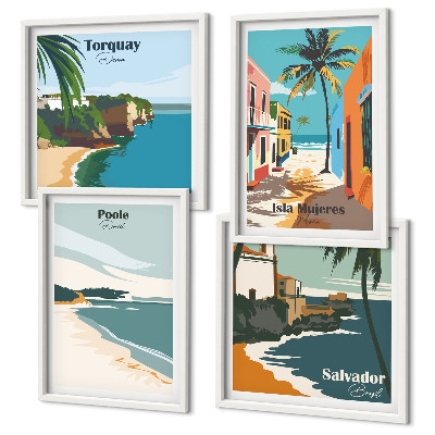 Composição de quadros Praias tropicais e palmeiras