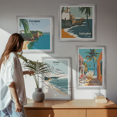 Composição de quadros Praias tropicais e palmeiras