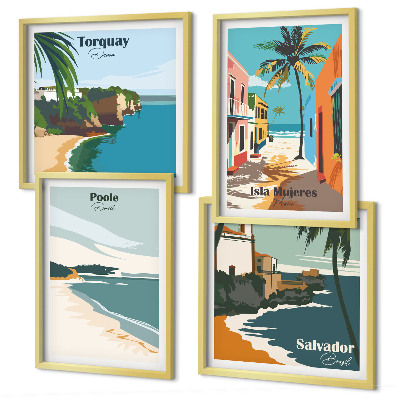Composição de quadros Praias tropicais e palmeiras