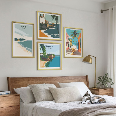 Composição de quadros Praias tropicais e palmeiras