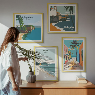 Composição de quadros Praias tropicais e palmeiras