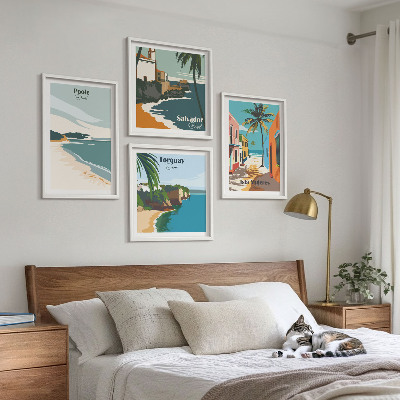 Composição de quadros Praias tropicais e palmeiras