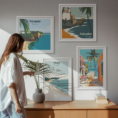 Composição de quadros Praias tropicais e palmeiras