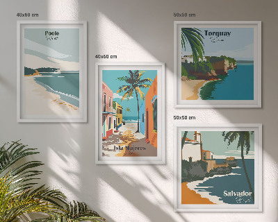 Composição de quadros Praias tropicais e palmeiras