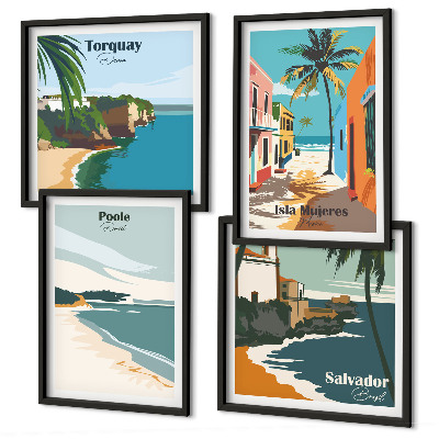 Composição de quadros Praias tropicais e palmeiras