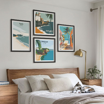 Composição de quadros Praias tropicais e palmeiras