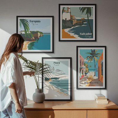 Composição de quadros Praias tropicais e palmeiras
