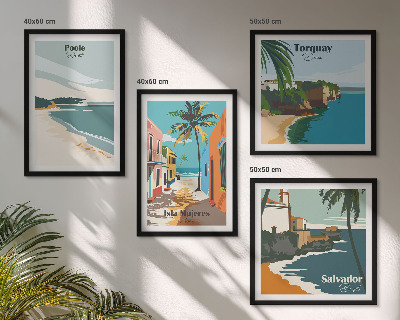 Composição de quadros Praias tropicais e palmeiras