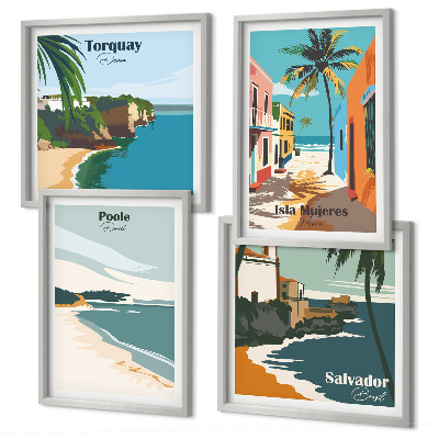 Composição de quadros Praias tropicais e palmeiras