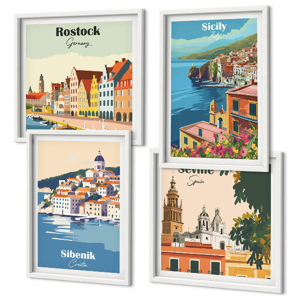 Composição de quadros Paisagens de cidades europeias