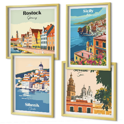 Composição de quadros Paisagens de cidades europeias