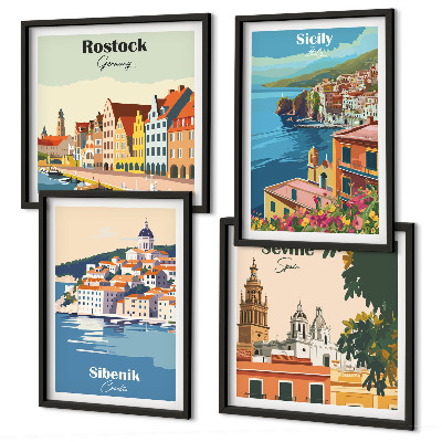 Composição de quadros Paisagens de cidades europeias