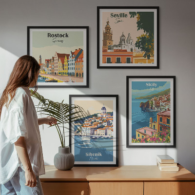 Composição de quadros Paisagens de cidades europeias