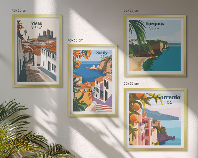 Composição de quadros Ilustrações retrô de cidades do mundo