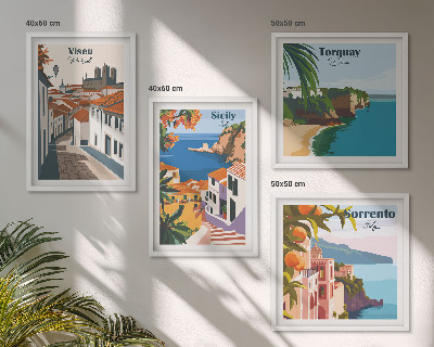 Composição de quadros Ilustrações retrô de cidades do mundo
