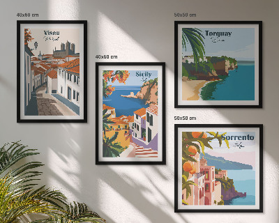 Composição de quadros Ilustrações retrô de cidades do mundo