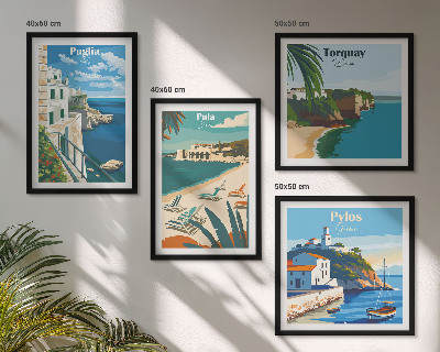 Políptico com moldura paisagens turísticas litorâneas