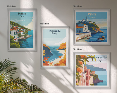 Composição de quadros Paisagens retrô em estilo pitoresco