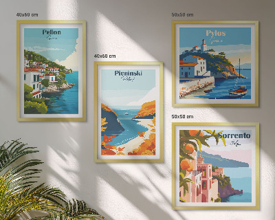 Composição de quadros Paisagens retrô em estilo pitoresco
