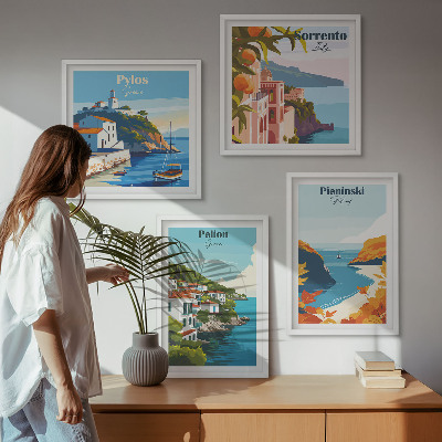 Composição de quadros Paisagens retrô em estilo pitoresco