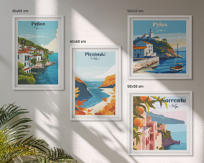 Composição de quadros Paisagens retrô em estilo pitoresco