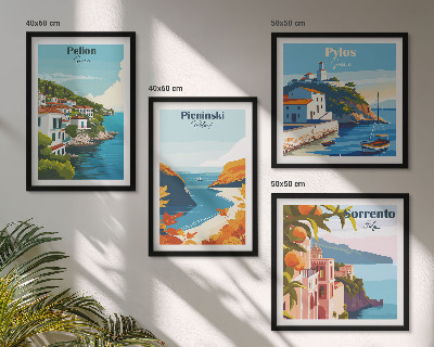 Composição de quadros Paisagens retrô em estilo pitoresco