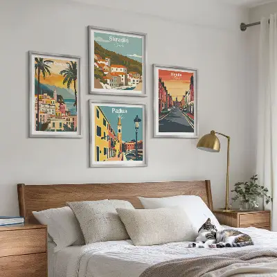 Composição de quadros de paisagens de cidades e natureza
