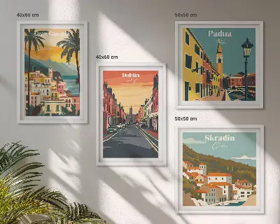 Composição de quadros de paisagens de cidades e natureza