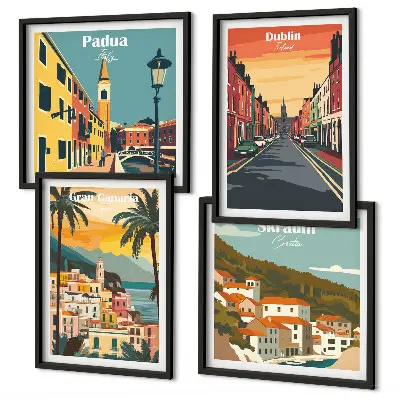 Composição de quadros de paisagens de cidades e natureza