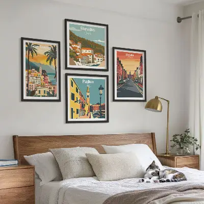 Composição de quadros de paisagens de cidades e natureza