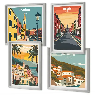 Composição de quadros de paisagens de cidades e natureza
