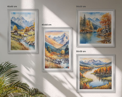 Políptico com moldura Paisagens outonais da natureza