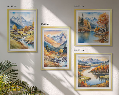 Políptico com moldura Paisagens outonais da natureza