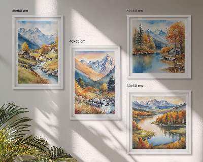 Políptico com moldura Paisagens outonais da natureza