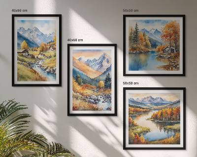 Políptico com moldura Paisagens outonais da natureza