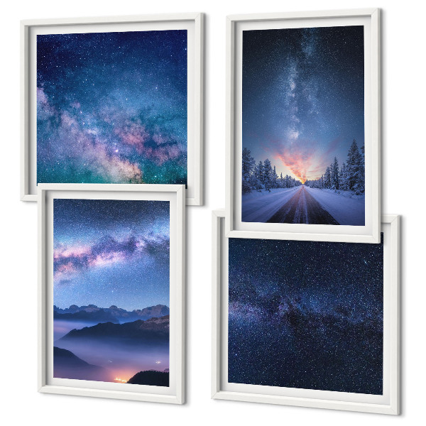 Composição de quadros Céu noturno montanhas inverno espaço