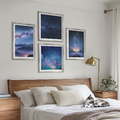 Composição de quadros Céu noturno montanhas inverno espaço