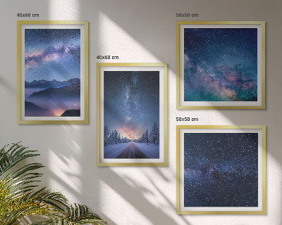 Composição de quadros Céu noturno montanhas inverno espaço