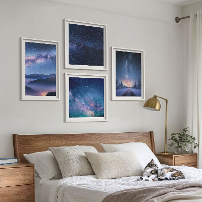 Composição de quadros Céu noturno montanhas inverno espaço