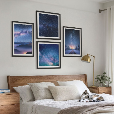 Composição de quadros Céu noturno montanhas inverno espaço