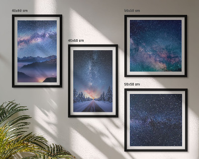 Composição de quadros Céu noturno montanhas inverno espaço
