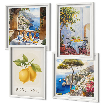 Composição de quadros Vistas da arquitetura do limão em Positano